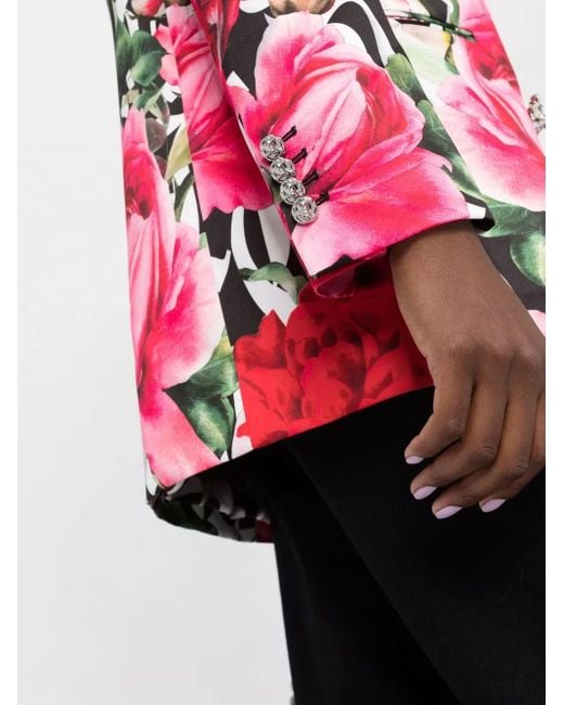 Philipp Plein Red Romance Floral-Print Blazer