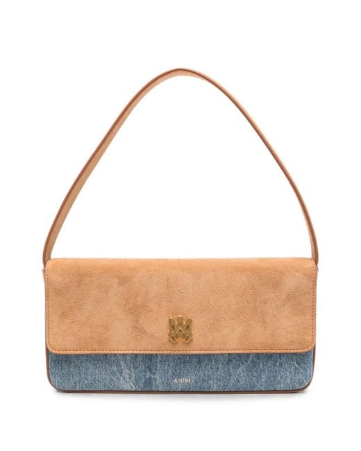 Amiri Blue Ma Millie Suede-Panelled Shoulder Bag
