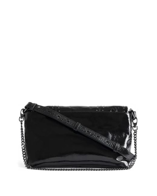 Zadig & Voltaire Black Rocky Ii Studs Leather Shoulder Bag