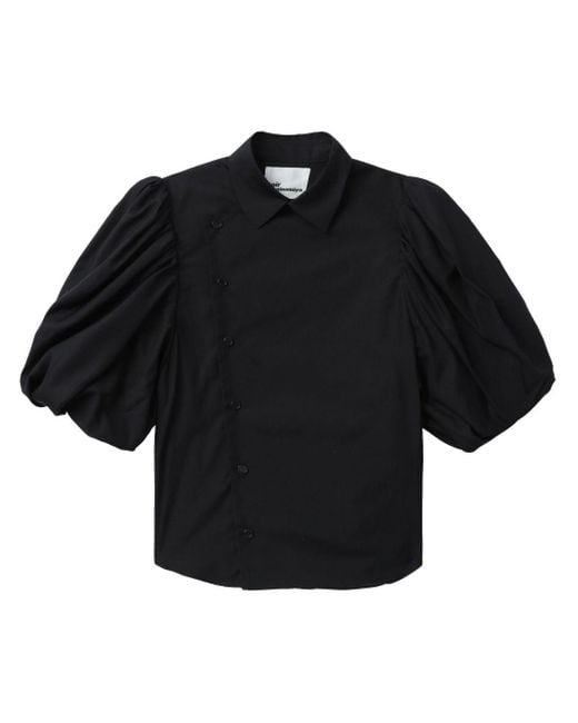 Blouse en coton à manches bouffantes Noir Kei Ninomiya en coloris Black