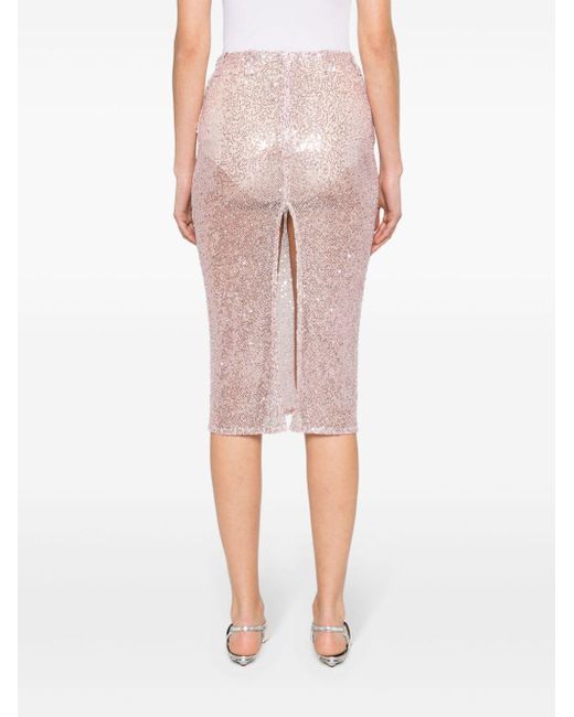 The Mannei Pink Ouru Sequined Midi Skirt