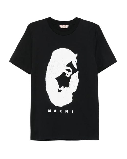 Marni T-Shirt mit Fuchs-Print in Black für Herren