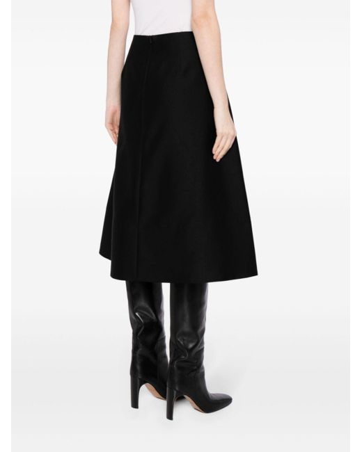 JNBY Black Wool-blend A-line Midi Skirt
