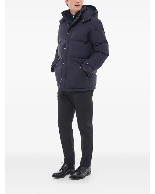 Fursac Blue Hooded Quilted Jacket for men