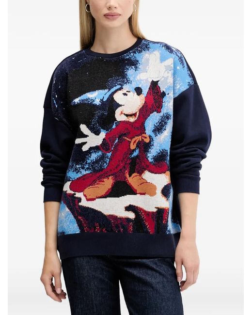 Desigual Blue Graphic Print Crew-Neck Sweatshirt