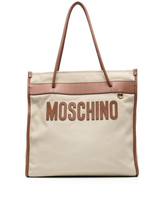 Moschino Natural Logo-patch Canvas Shoulder Bag