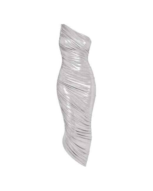 Norma Kamali White One-Shoulder Draped Dress