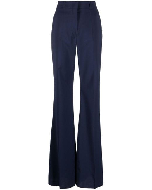 Sportmax Blue High-waisted Virgin-wool Trousers