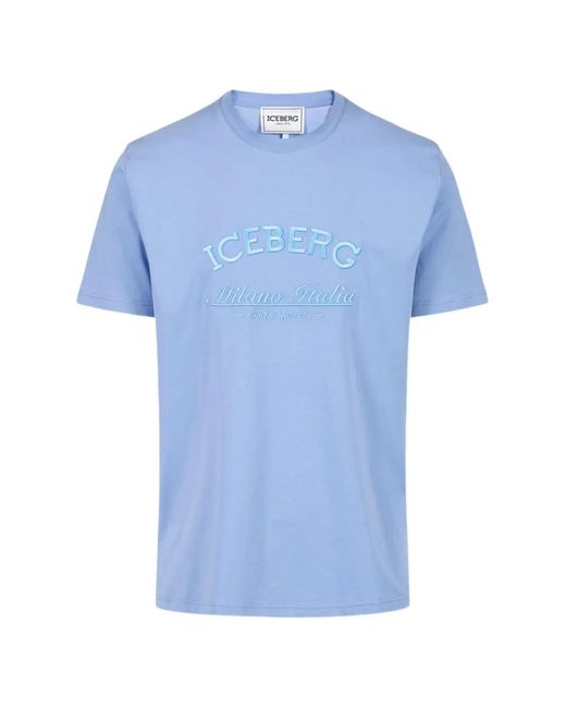 Iceberg Blue Embroidered T-Shirt for men