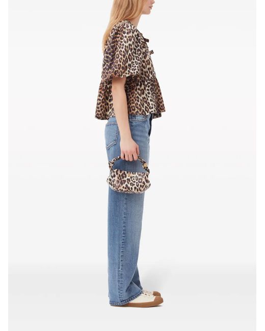 Ganni Metallic Mini Bou Leopard-Print Bag