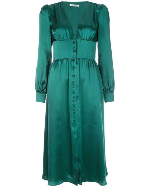 reformation nicola silk midi dress Reformation Women's Nicola Silk Button-Down Midi Dress AC2 Praline Size 2