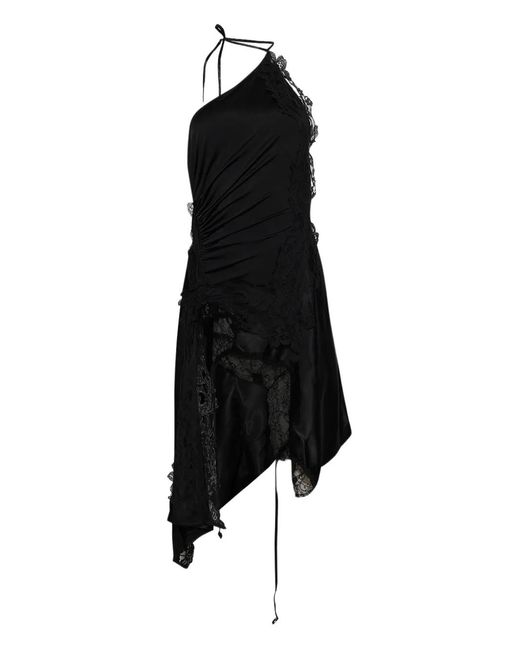 Vetements Black Lace-Detailed Asymmetric Dress