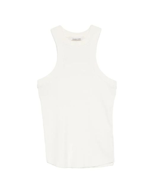 Liviana Conti White Ribbed-Knit Racerback Top