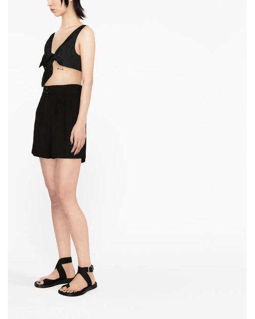 RED Valentino Black Tie-Front Cropped Tank Top