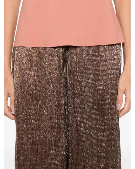 Forte_forte Brown Metallic-Threading Trousers