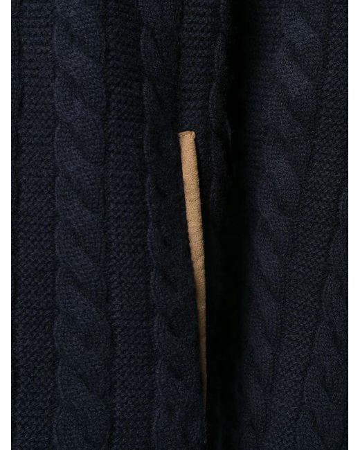 N.Peal Cashmere Blue Long Sleeve Cable Knit Sweater for men