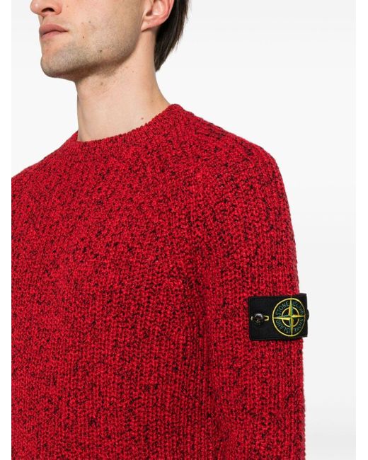 Stone Island Red Compass Cotton Jumper for men