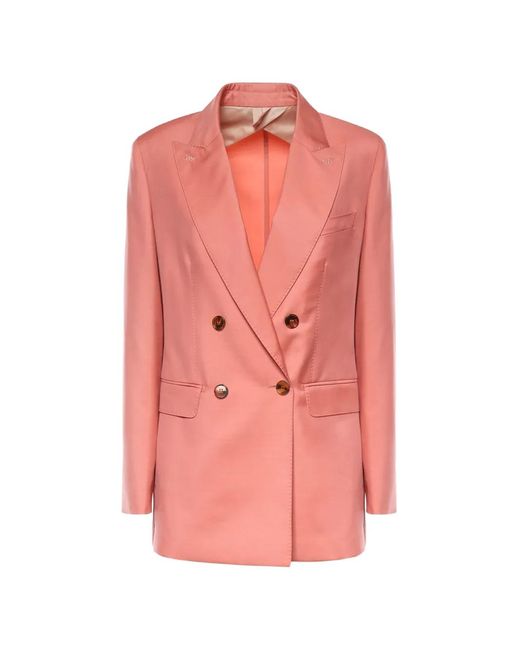 Max Mara Pink Double-Breasted Peak-Lapel Blazer
