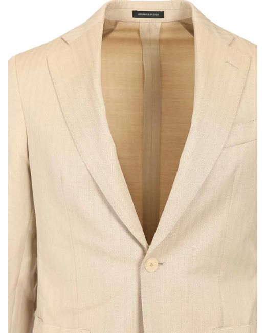 Al Duca D'aosta Natural Herringbone Single-Breasted Suit for men