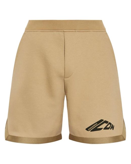 DSquared² Natural Printed Track Shorts for men