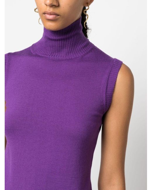 Sportmax Purple Roll-neck Virgin-wool Vest