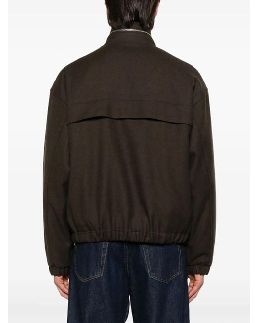 AMI Black Concealed-Hood Jacket for men