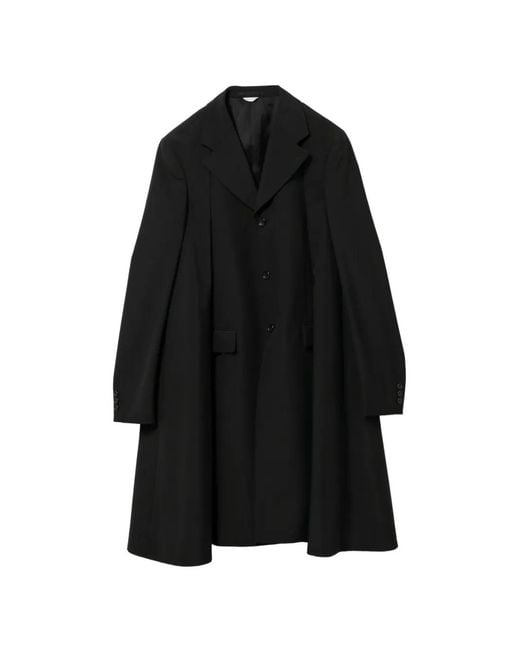 Comme des Garçons Black Pleated Wool Coat for men