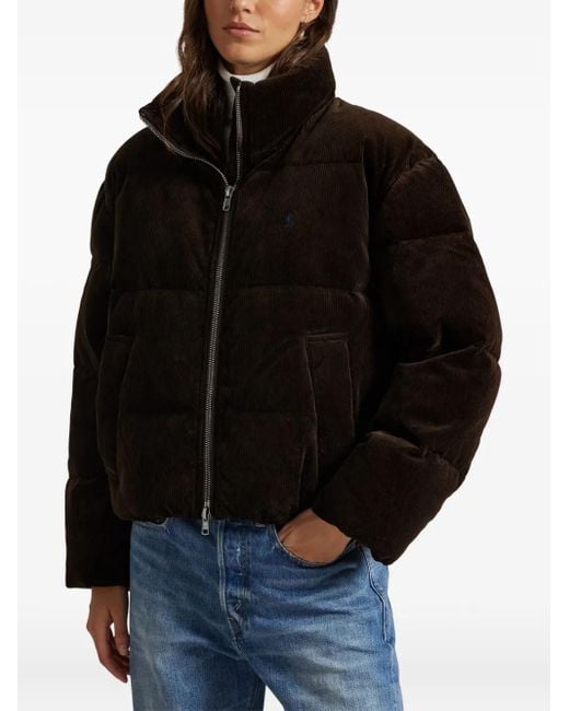 Polo Ralph Lauren Black Corduroy Puffer Jacket
