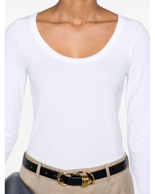 Totême  White Scoop-neck Fine-ribbed T-shirt