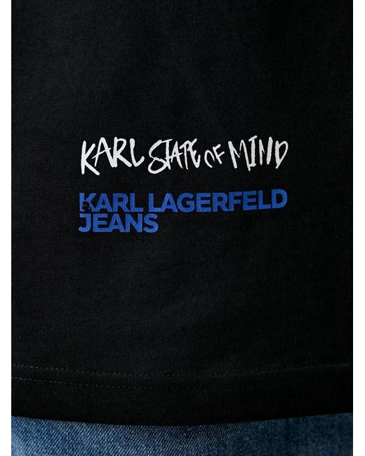 Karl Lagerfeld Black Graphic-Print Crew-Neck T-Shirt for men