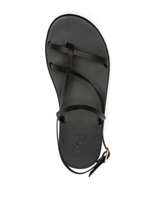 Ancient Greek Sandals Black Alethea Flat Leather Sandals