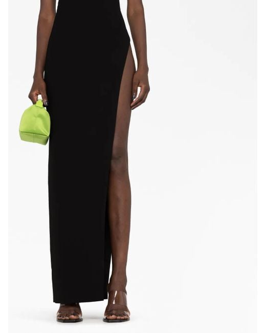 Monot Black Asymmetric Shoulder Dress