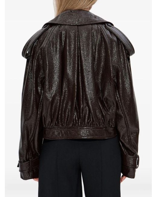 Veste Crop En Cuir Artificiel Sportmax en coloris Black