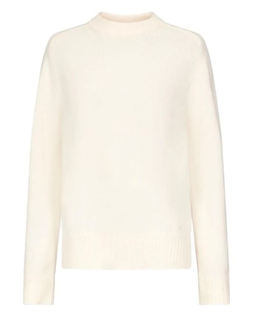 Loulou de Saison White Baltra Ribbed-Hem Cashmere Sweater