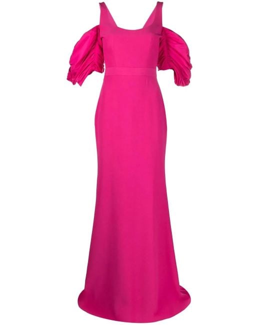 McQueen Pink Off-Shoulder Long Gown