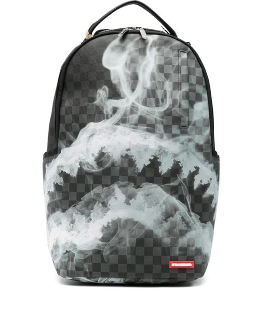 Sprayground Gray Check-Pattern Backpack for men