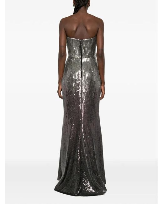 Elie Saab White Sequin Strapless Maxi Dress