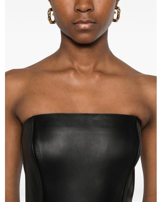 Polo Ralph Lauren Black Strapless Leather Top