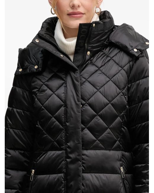 Joop! Black Constance Quilted Hooded Coat