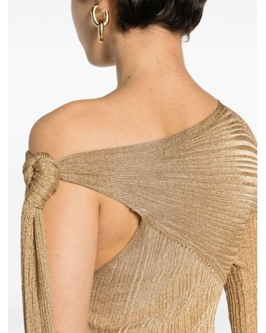 Rabanne Natural One-shoulder Lurex Maxi Dress