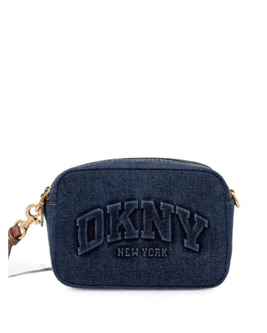 DKNY Blue Logo-Embroidered Denim Mini Bag