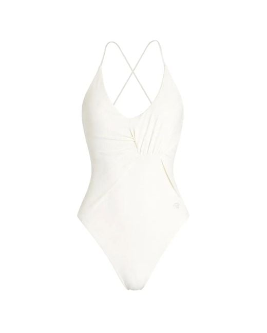 Blumarine White Maillot De Bain À Bretelles Croisées Et Détail Torsadé