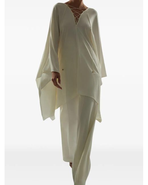 Taller Marmo White Sahara Lace-Up Kaftan Mini Dress