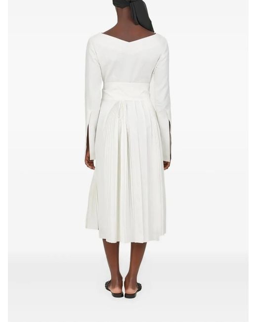 Ferragamo White Belted Wrap Midi Dress