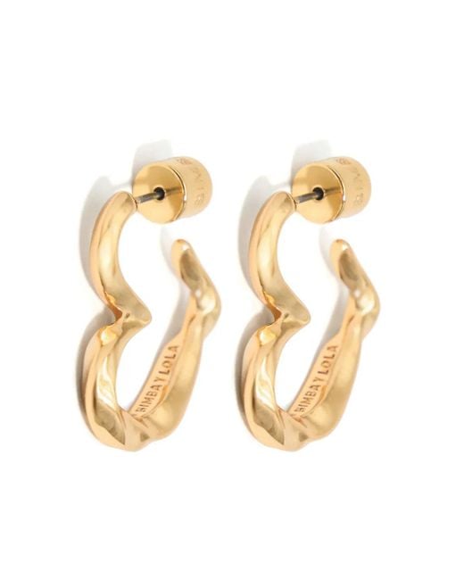 Pendientes de aro con forma de corazón Bimba Y Lola de color Metallic