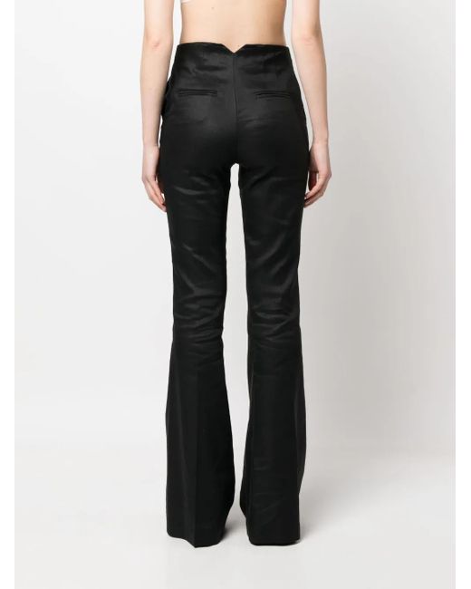 OMBRA MILANO Black High-Waisted Flared Trousers