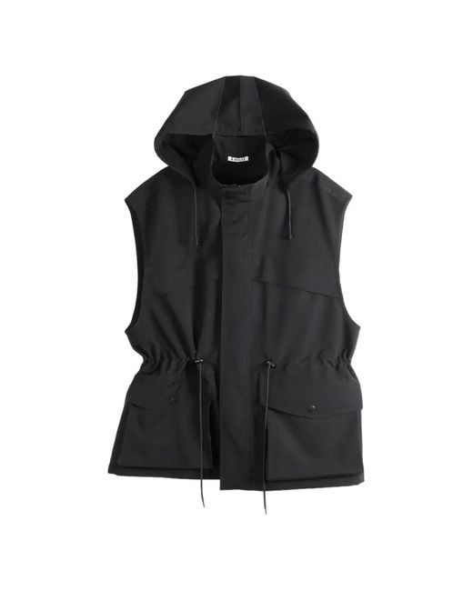 Auralee Black Wool Max Canvas Gilet for men