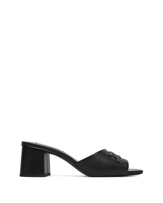 Karl Lagerfeld Black Logo-Patch Leather Sandals