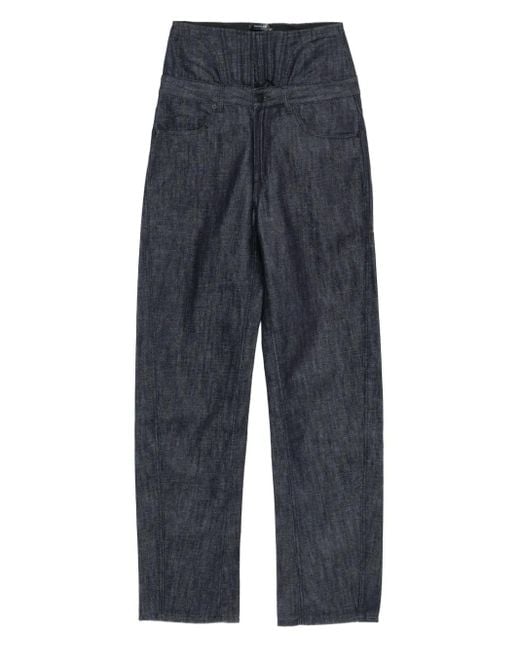 Jeans Con Corsetto di Mugler in Blue