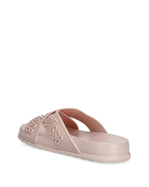 Melissa Pink Logo-Embossed Crossover Slides